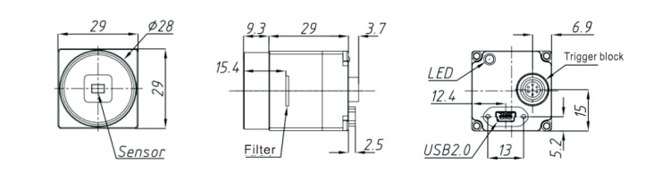 Mini Mono 0.36MP @112FPS support Linux USB2.0 Industrial camera